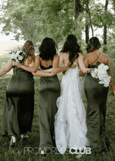 Riva | Mermaid Pleated Olive Green Satin Long Bridesmaid Dress - Price #price_variant_lowest# - Olive Green - PromDressClub